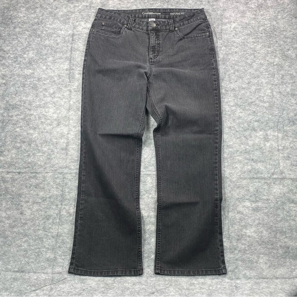 Croft & Barrow Womens Black Natural‎ Fit Stretch Bootcut Jeans Size 12 Short
